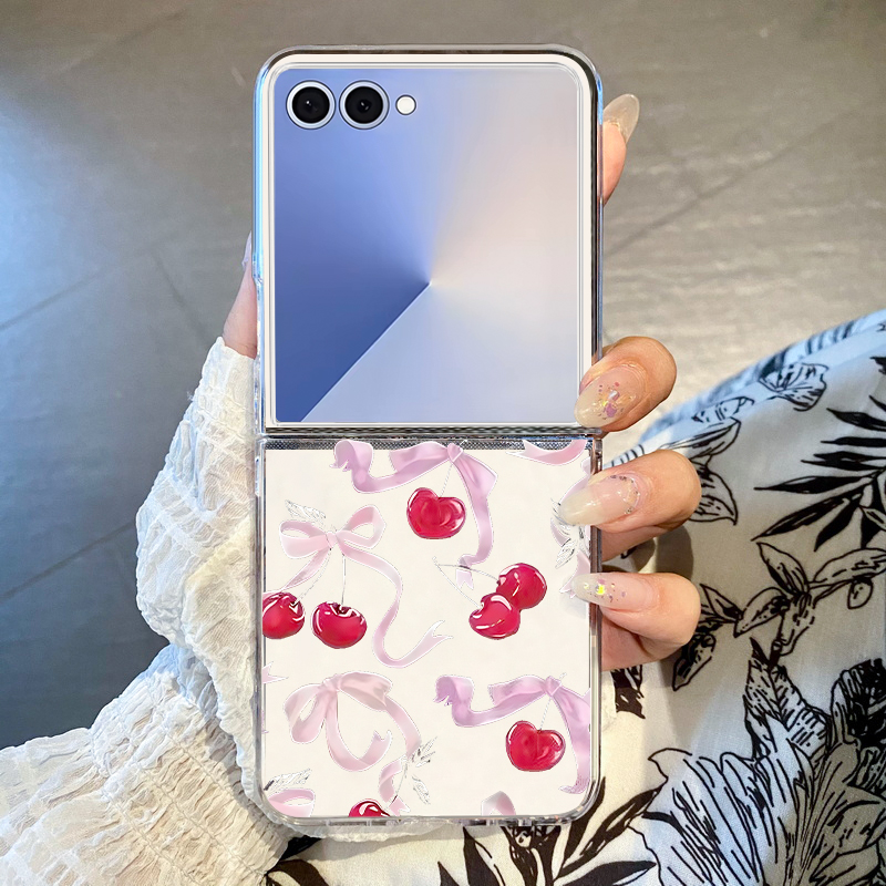 Phone Cases Z Flip 5 - Cherry Bow Pattern Phone Case For