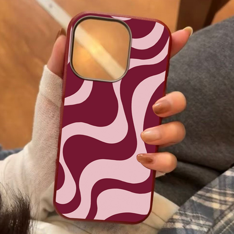 Phone Cases Orange - Retro Pink Abstract Wave Pattern Phone