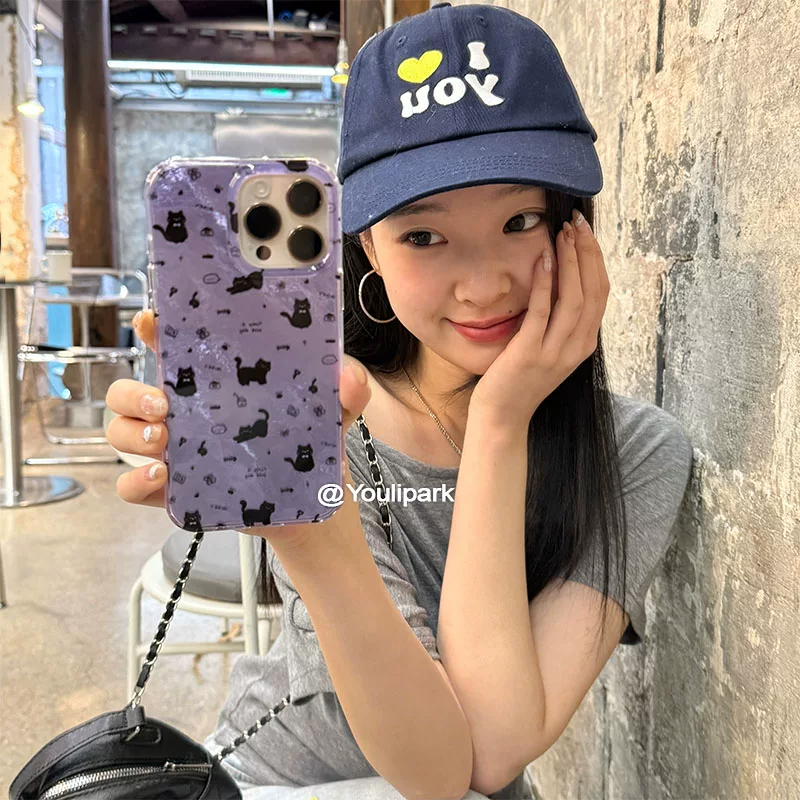 Phone Cases Girls - Ins Cute Girl Flower Purple Full