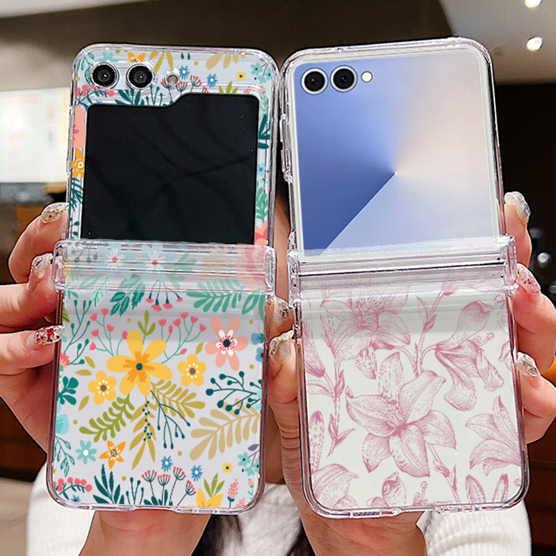 Phone Cases Z Flip 5 - Colored Flowers Print Phone Case For