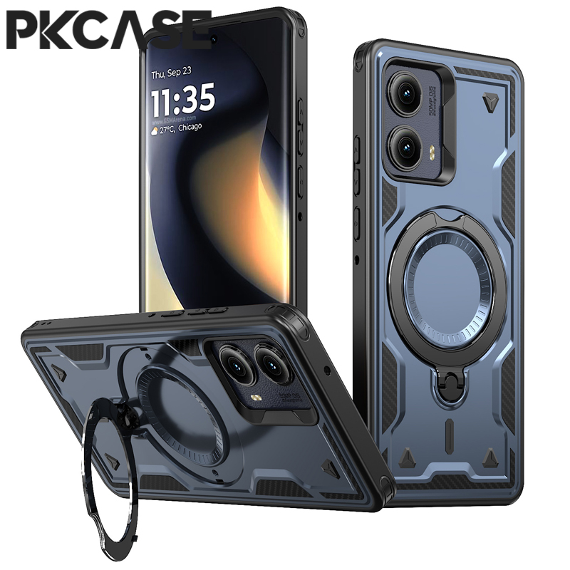 Phone Cases Moto G 2025 - PKCASE Magnetic Wireless Charge Metal Ring