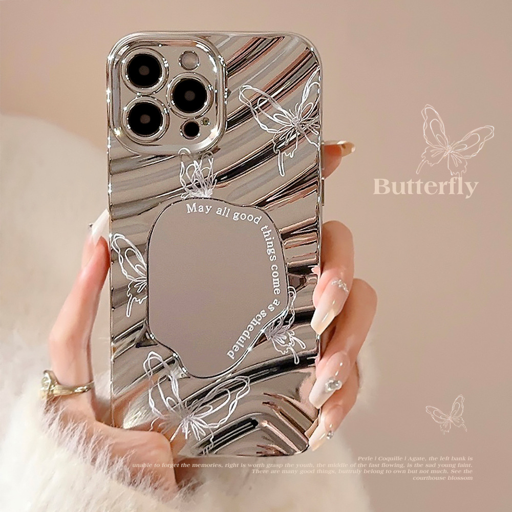 Phone Cases Best - Luxury Silver Wavy Plating Make Up