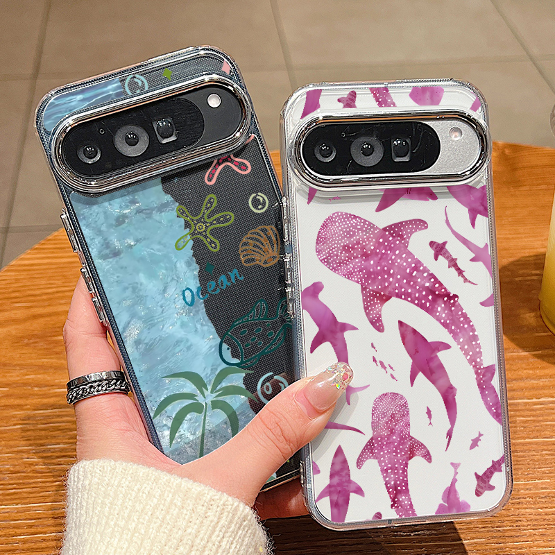 Phone Cases Pixel 10 - Ocean Shell Shark Patterned Phone Case