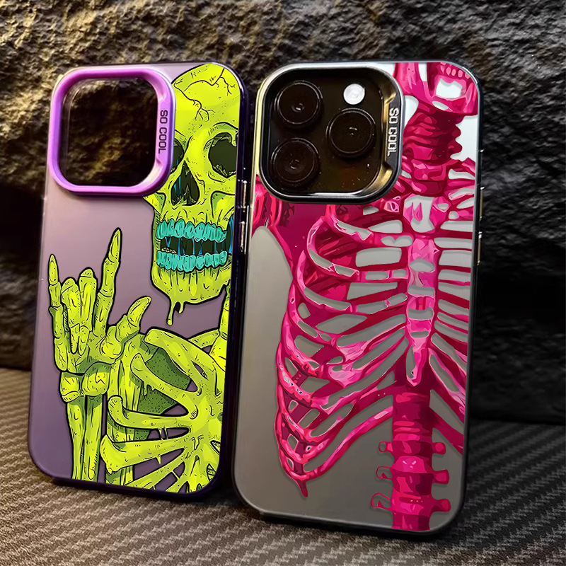 Phone Cases Best - Luxury Pink Green Skull Phone Case
