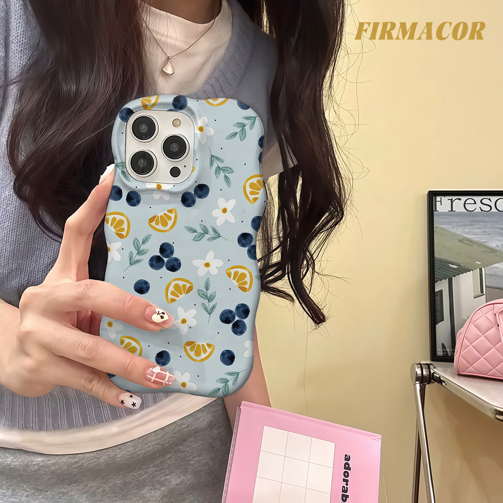 Phone Cases Orange - Luxury Wave Blueberry & Orange Slice