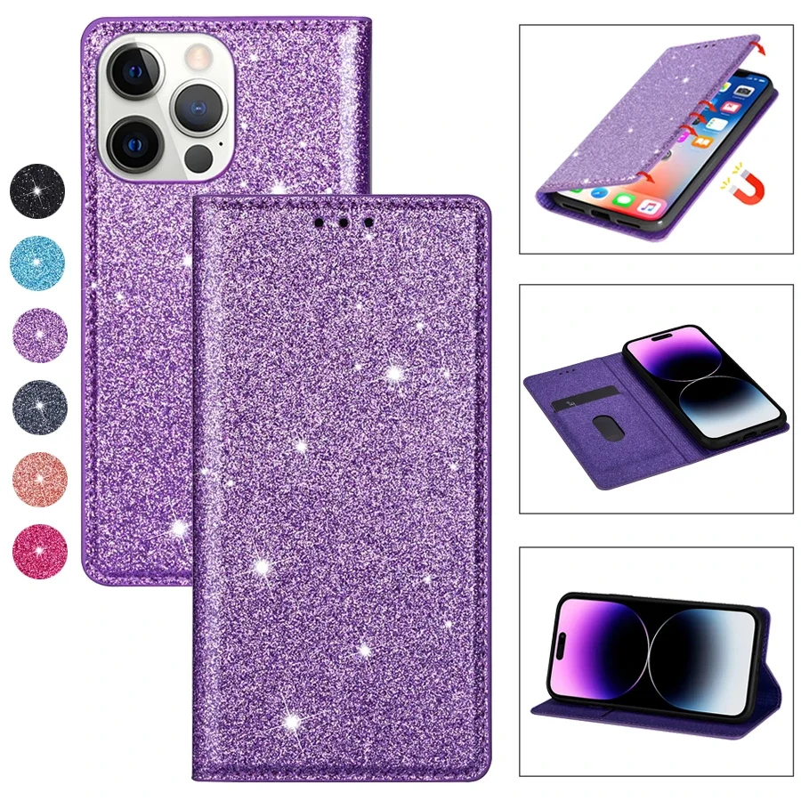 Phone Cases Arc - Wallet Bling Glitter Slot Magnetic Flip