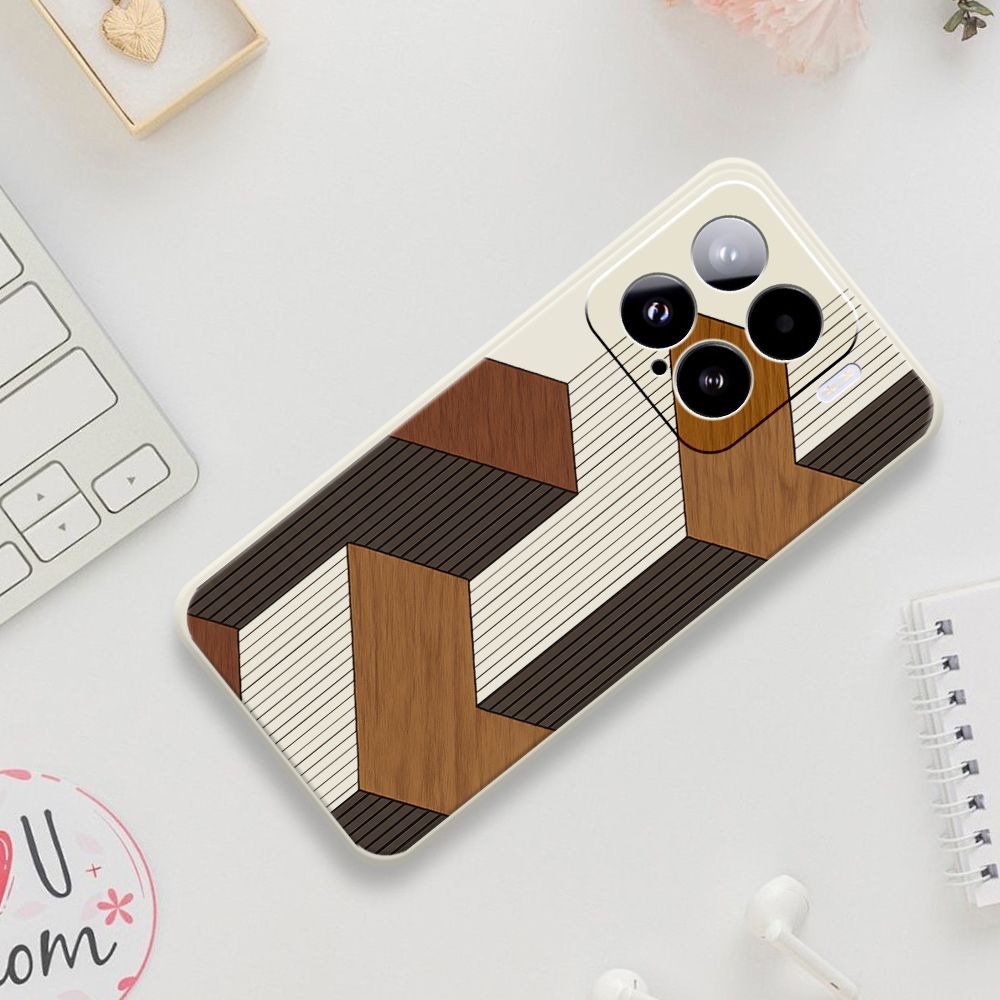 Phone Cases Xiaomi 15 - Geometric Style Wooden Phone Cases For