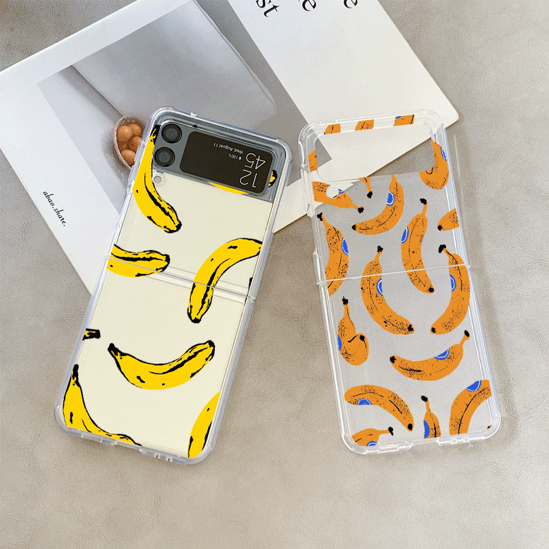 Phone Cases Z Fold 4 - Funny Yellow Banana Fruit Printed Clear