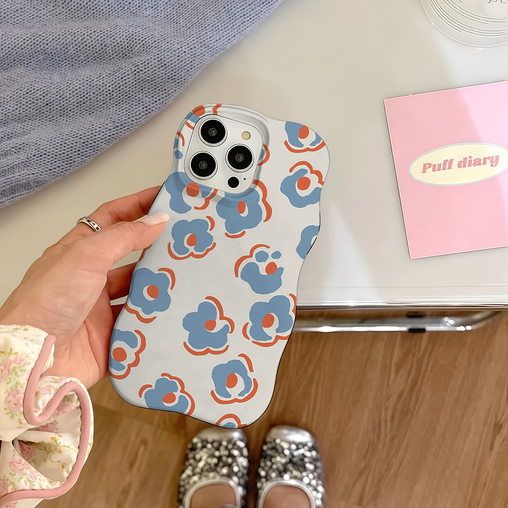 Luxury Wave Blue Orange Floral - Phone Cases Orange recensie en prijs