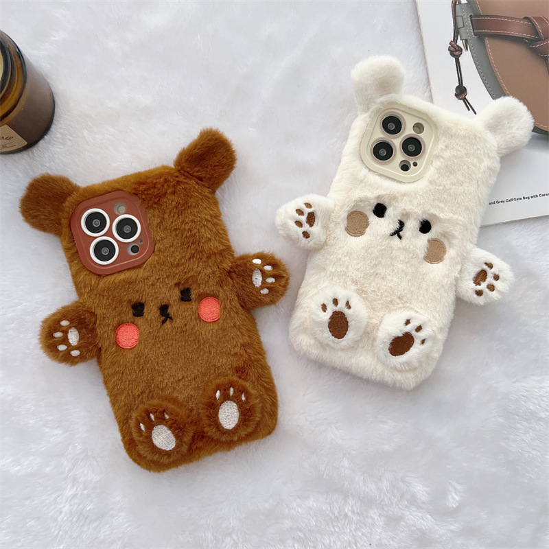Korean 3D Cartoon Bear Fluffy  - Phone Cases For Iphone 13 recensie en prijs