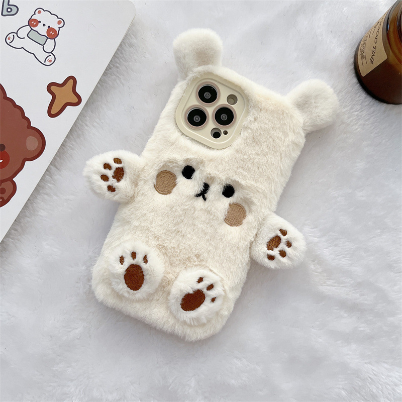 Korean 3D Cartoon Bear Fluffy  - Phone Cases For Iphone 13 recensie en prijs