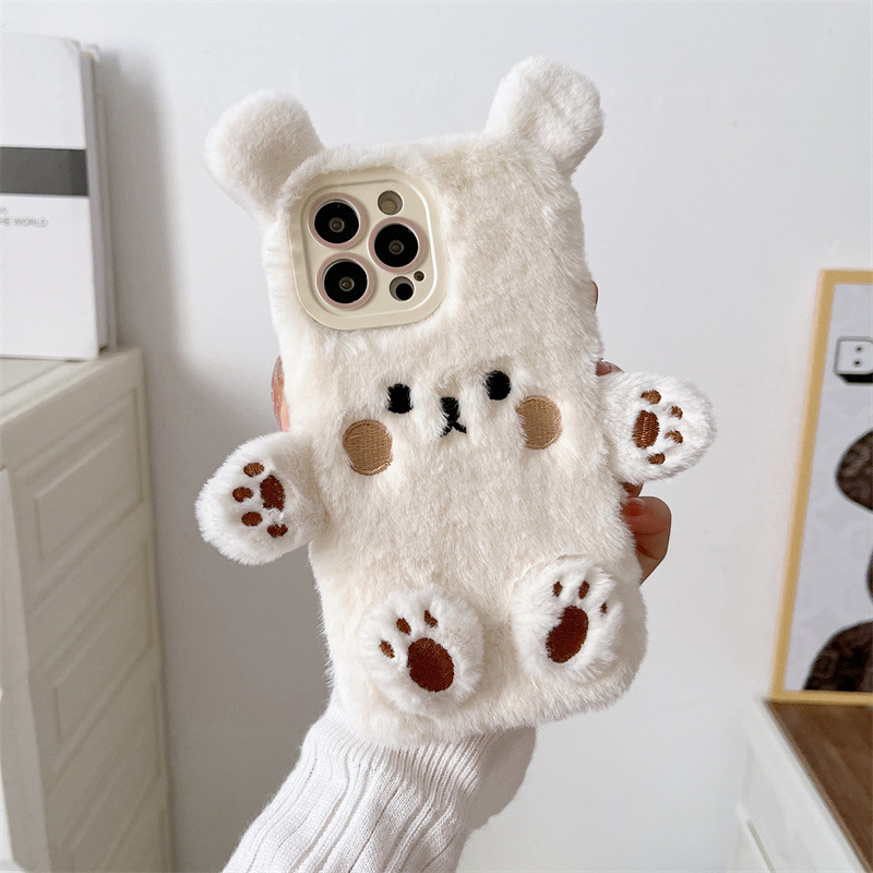 Korean 3D Cartoon Bear Fluffy  - Phone Cases For Iphone 13 recensie en prijs