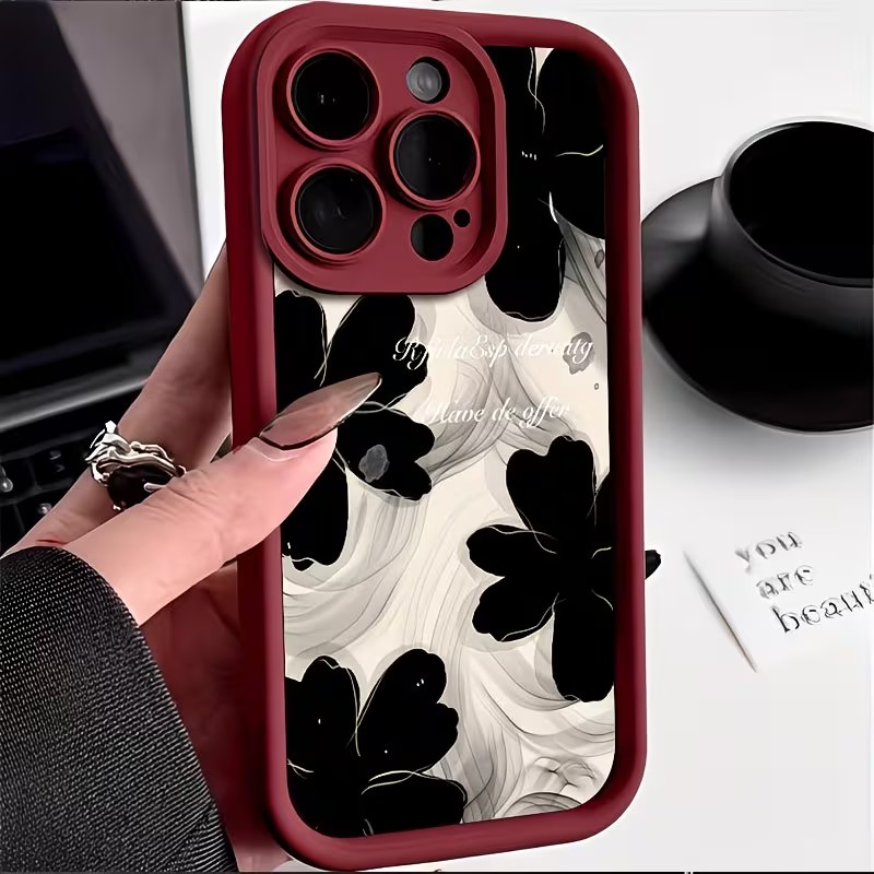 Black Ink Flower Soft TPU Airb - Phone Cases Black recensie en prijs
