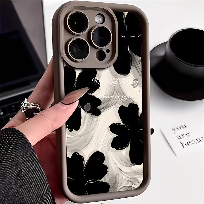 Black Ink Flower Soft TPU Airb - Phone Cases Black recensie en prijs